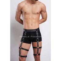 Perçin Detaylı Şık Erkek  Bacak Harness, Erkek  Fantazi Jartiyer Harness - Brfm193