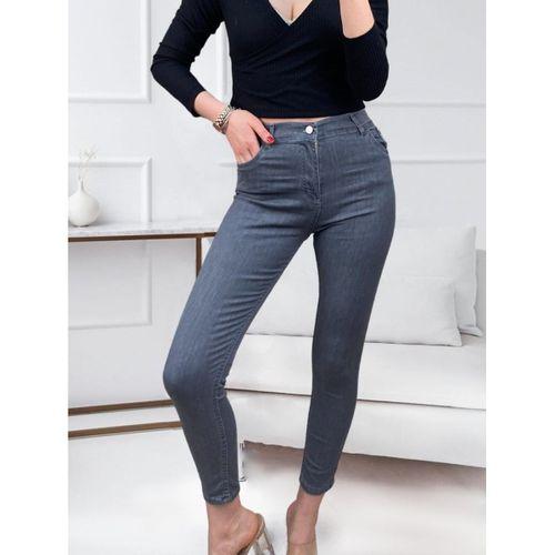 Likralı Yüksek Bel Jean Pantolon