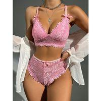 Pembe Dantelli Fantezi Bralet Sütyen Takımı