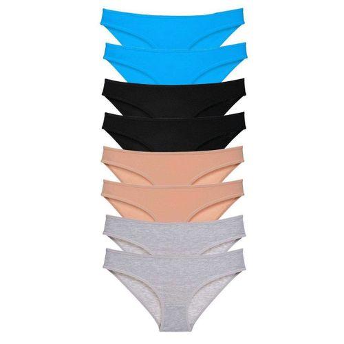 8 adet Süper Eko Set Likralı Kadın Slip Külot Siyah Ten Gri Mavi