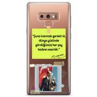 Samsung Galaxy Note 9 Kılıf Atatürk Caps Kadın Arka Kapak Koruma Desenli Full Koruyucu