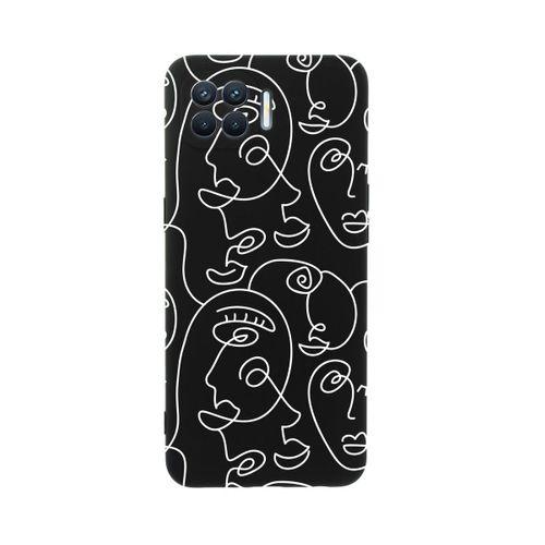 Oppo Reno 4 Lite Face Art Premium Silikonlu Siyah Telefon Kılıfı