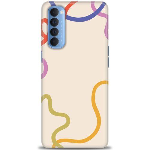 Oppo Reno 4 Pro Kılıf HD Baskılı Kılıf - Renk Çizgileri + Tam Ekran Koruyucu