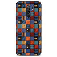 Xiaomi Redmi 9 Kılıf Patchwork (16) Kalın Kılıf Turuncu Mavi