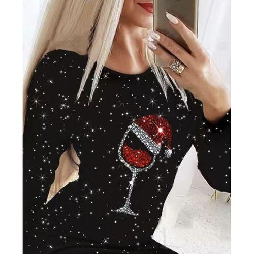 Kadın Uzun Kollu Taş Kadeh Baskı Dalgıç Mini Boy Elbise