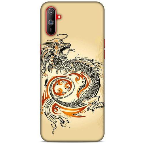 Oppo Realme C3 Kılıf Dragons (27) Tasarımlı Kılıf Siyah Ejderha Dövmesi