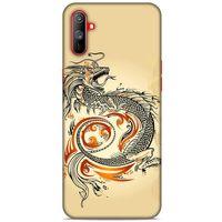 Oppo Realme C3 Kılıf Dragons (27) Tasarımlı Kılıf Siyah Ejderha Dövmesi