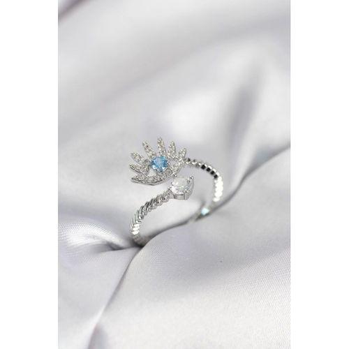 Gümüş Renk Göz Model Zirkon Taşlı Kadın Yüzük