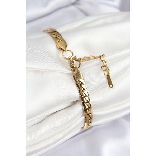 316L Çelik Ezme Zincir Model Gold Renk Kadın Bileklik