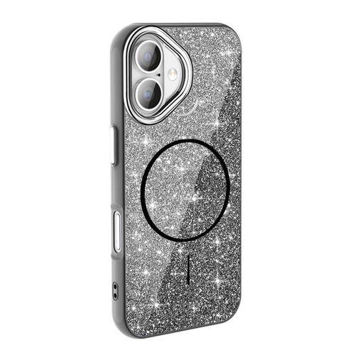 Apple iPhone 16 Kılıf M-safe Şarj Özellikli Parlayan Simli Zore Okso Kapak