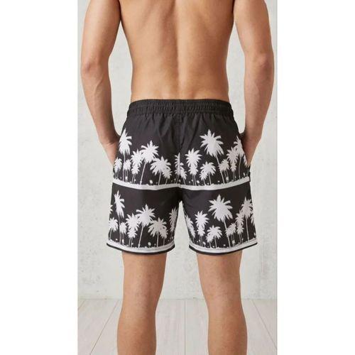 Erkek Deniz Şortu Fermuarlı Cepli File Astarlı Hızlı Kuruyan Premium - Siyah