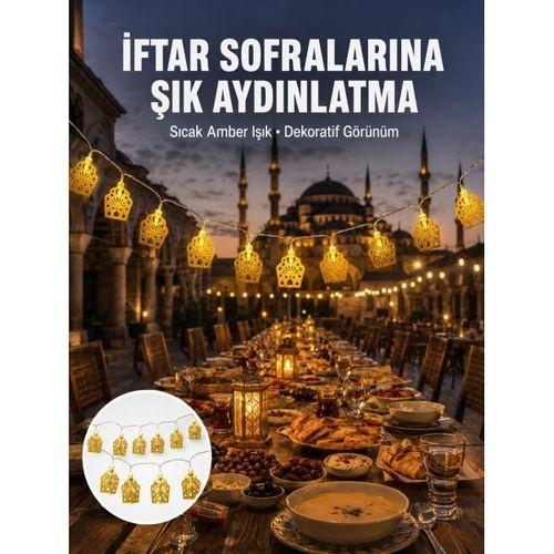 Dekoratif Ramazan Led Işık Pilli Cami Tasarımlı Zincir Aydınlatma Yeni Nesil