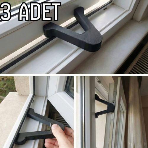 3Lü Pencere Kapı Stoperi Pencere Kapanma Engelleyici Plastik Aparat