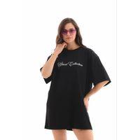 Baskılı T-Shirt Kısa Kol Bisiklet Yaka Regular Rahat Kalıp Günlük Tişört - Siyah