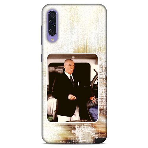 Samsung Galaxy A50s Kılıf Atatürk (24) Darbe Emici Kılıf Eskitilmiş Beyaz