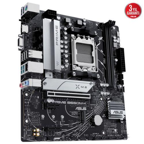 ASUS PRIME B650M-K, 2xDDR5, 2x M.2, D-SUB, HDMI, AMD Ryzen 7000 Serisi, AM5 Soket Anakart