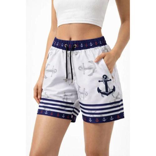 Deniz Şortu Fermuarlı Cepli File Astarlı Hızlı Kuruyan Premium - Beyaz