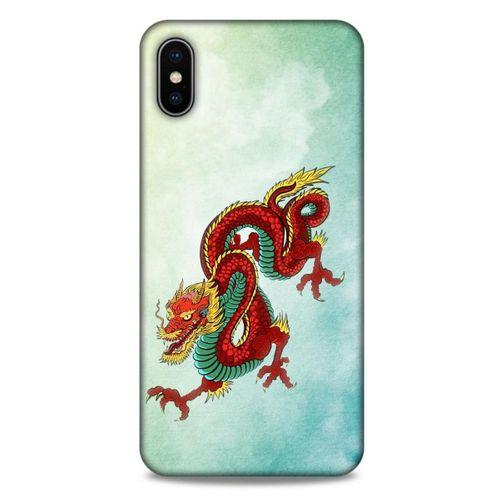 Apple iPhone XS Max Kılıf Dragons (25) Antişok Kapak Tatoo Sarı Kırmızı Ejderha