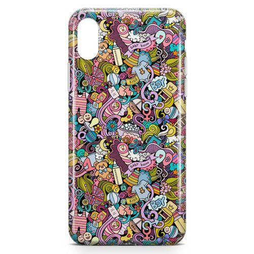 Apple iPhone XS Max Kılıf Erkek Bebek Giyim Doodle Arka Kapak Koruma Desenli Full Koruyucu