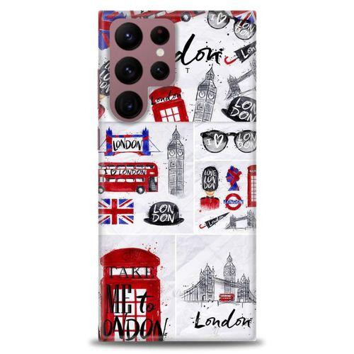Samsung Galaxy S22 Ultra Kılıf HD Baskılı Kılıf - London Set + Tam Ekran Koruyucu