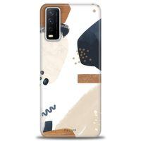 Vivo Y20S Kılıf HD Baskılı Kılıf - Bej + Tam Ekran Koruyucu