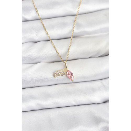 316L Çelik Zincir Gold Renk Balık Kuyruğu Model Zirkon Taşlı Kadın Kolye