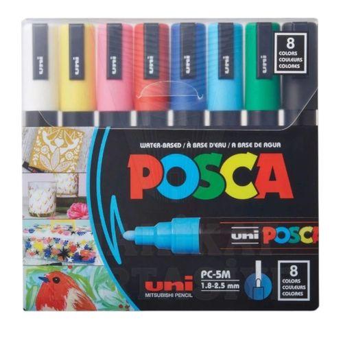 UNİBALL POSCA (1.8-2.5) SU BAZLI BOYAMA MARKÖRÜ ANA RENKLER 8'li SET ( N ) (UNİ-PC-5M)/ 8C SET