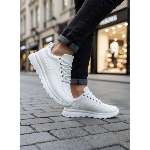 BA0246 Beyaz Bağcıklı Yüksek Taban Günlük Erkek Ayakkabı