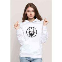 PitBull Baskılı Beyaz Kadın Kapşonlu Sweatshirt