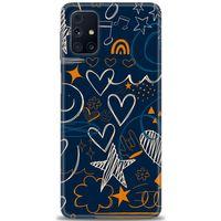 Samsung Galaxy M51 Kılıf HD Baskılı Kılıf - Notalar ve Kalpler + Tam Ekran Koruyucu