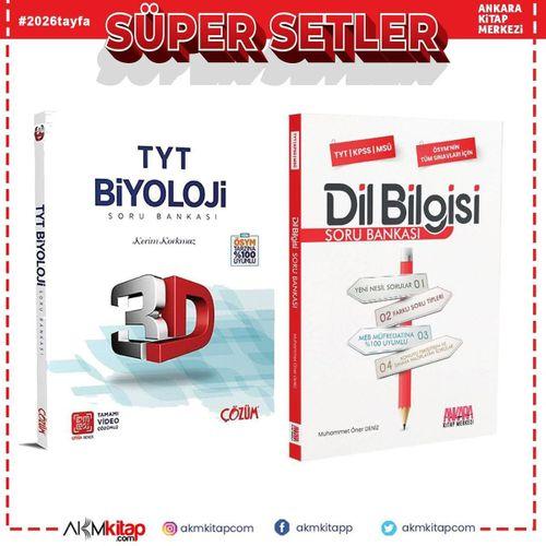 3D TYT Biyoloji ve AKM Dil Bilgisi Soru Bankası Seti 2 Kitap
