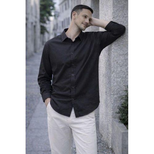 Faulkner Modal Kumaş Yakalı Uzun Kollu Yazlık Erkek Gömlek - Siyah