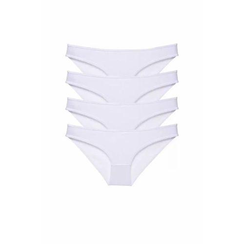 4 adet Süper Eko Set Likralı Kadın Slip Külot Beyaz