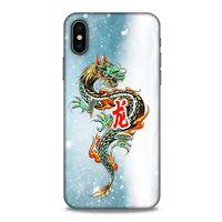 Apple Iphone X Kılıf Dragons (29) Arka Koruma Kılıfı Tatoo Mavi Ejderha