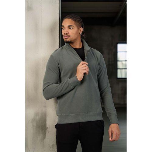Lars Selanik Örme Kumaş Yarım Fermuar Erkek Sweatshirt - Çam Yeşili