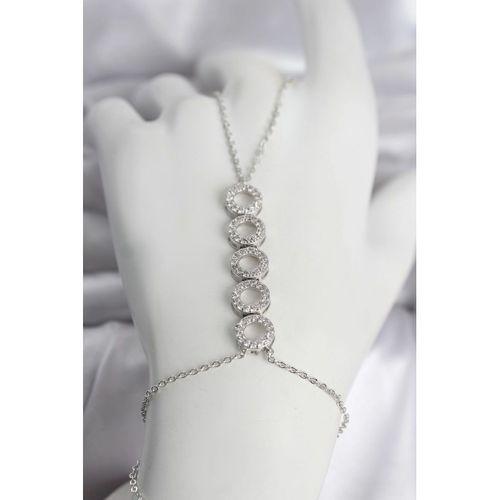 Pirinç Gümüş Renk Zirkon Taşlı Sıralı Halka Model Kadın Şahmeran