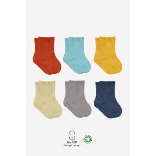 Bistyle Bistyle Mix Penye Soket Çorap 6'Lı BS10101M Kiremit