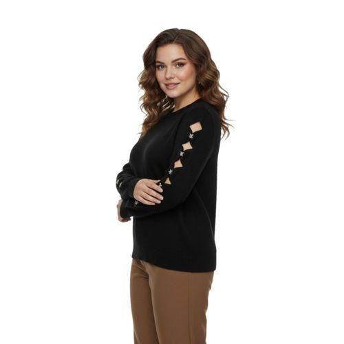 Kadın Kol Taşlı Modelli Sakallı Triko Kazak BGL-ST05077