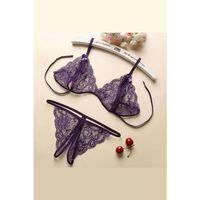 Kadın Mor Dantelli Sütyen Külot Takımı