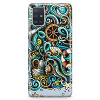 Samsung Galaxy A51 Kılıf Deniz Malzemeleri Doodle Arka Kapak Koruma Desenli Full Koruyucu