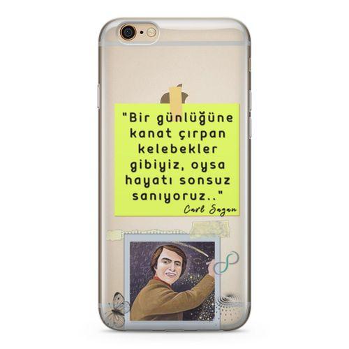 Apple iPhone 6 6s Kılıf Caps Carl Sagan Arka Kapak Koruma Desenli Full Koruyucu