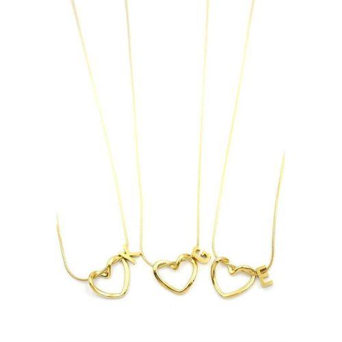 24'lü Kalp Harf Kolye - Altın