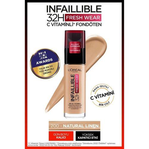 L'Oreal Paris L'Oréal Paris Infaillible 32H Fresh Wear C Vitaminli Fondöten - 200 Natural Linen