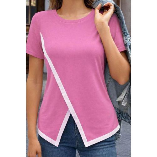 Kadın Kısa Kollu Bisiklet Yaka Viskon Bluz