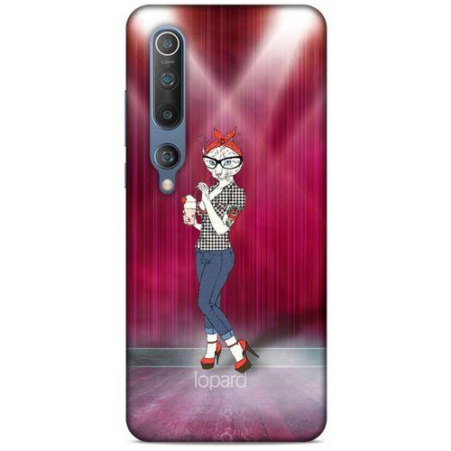 Xiaomi Mi 10 Kılıf FunnyMaX (50) Shockproof Kılıf Koyu Pembe Kedi