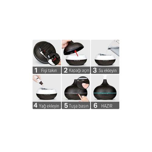 Vothoon Hava Nemlendirici 7 Led Işıklı Aromatik Oda Kokusu 550 Ml Kahve Aroma Difüzörü Buhar Makinası