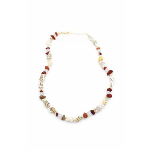 Kırıktaşlı Deniz Kabuğu Kolye - Kırmızı