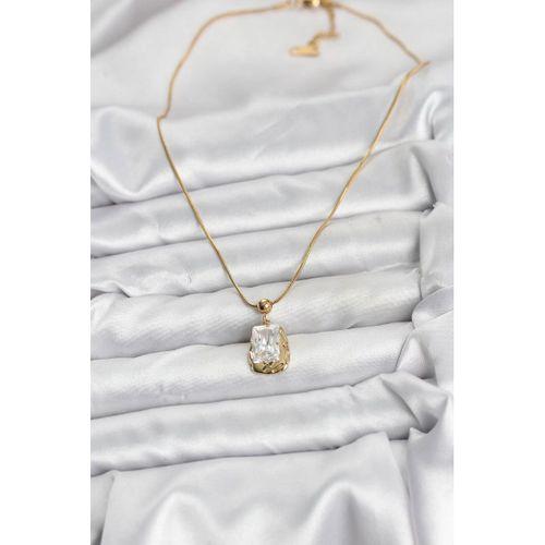 316L Çelik Zincir Gold Renk Zirkon Taşlı Kadın Kolye