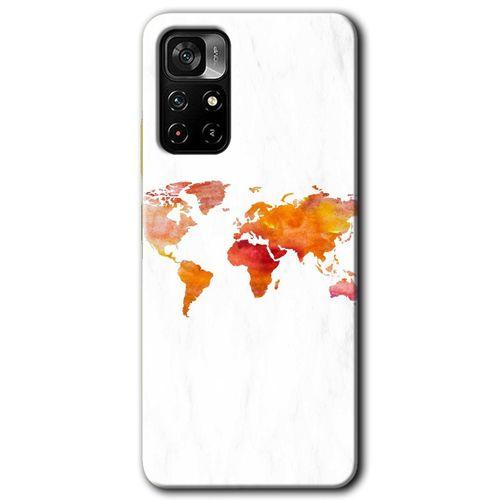 Redmi Note 11T Kılıf HD Desen Baskılı Arka Kapak - Dünya Haritası + Kırılmaz Cam
