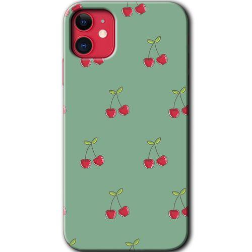 iPhone 11 Kılıf Baskılı Kapak - Kiraz Berry + 5D Tam Kaplayan Cam